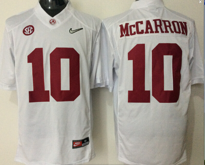 NCAA Youth Alabama Crimson Tide #10 McCarron white jerseys->youth ncaa jersey->Youth Jersey